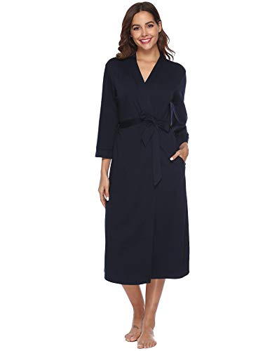 iClosam Batas Mujer Algodón Largo,Kimono con Cinturón Primavera,Ropa de Dormir Cuello en V Suave y Comodo S-XXL iClosam Batas Mujer Algodón Largo,Kimono con Cinturón Primavera,Ropa de Dormir Cuello en V Suave y Comodo S-XXL
