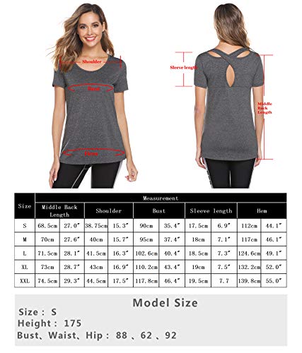 iClosam Camiseta Deportiva De Mujer Cuello Redondo Corta Mangas De Running Top De Tirantes Holgada para Mujers