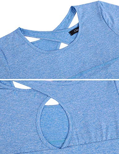 iClosam Camiseta Deportiva De Mujer Cuello Redondo Corta Mangas De Running Top De Tirantes Holgada para Mujers iClosam Camiseta Deportiva De Mujer Cuello Redondo Corta Mangas De Running Top De Tirantes Holgada para Mujers