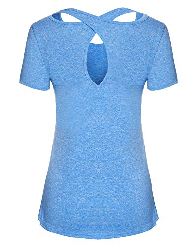 iClosam Camiseta Deportiva De Mujer Cuello Redondo Corta Mangas De Running Top De Tirantes Holgada para Mujers iClosam Camiseta Deportiva De Mujer Cuello Redondo Corta Mangas De Running Top De Tirantes Holgada para Mujers