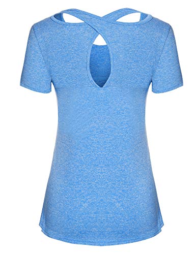 iClosam Camiseta Deportiva De Mujer Cuello Redondo Corta Mangas De Running Top De Tirantes Holgada para Mujers