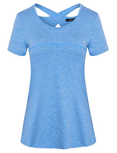 iClosam Camiseta Deportiva De Mujer Cuello Redondo Corta Mangas De Running Top De Tirantes Holgada para Mujers iClosam Camiseta Deportiva De Mujer Cuello Redondo Corta Mangas De Running Top De Tirantes Holgada para Mujers