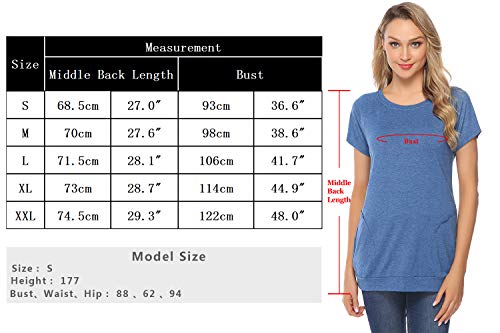 iClosam Camiseta para Mujer Verano con Cuello Redondo Túnica Loose Fit Top con Bolsillos Laterales iClosam Camiseta para Mujer Verano con Cuello Redondo Túnica Loose Fit Top con Bolsillos Laterales