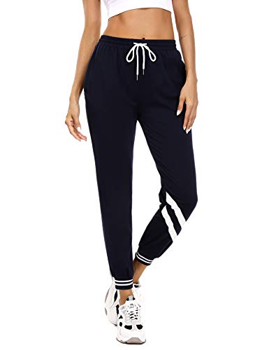 iClosam Pantalones Chándal Mujer Largos Algodón Pantalon Deportivos Comodo para Yoga Fitness Jogger Casual (L, Estilo 1 : Azul)
