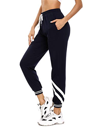 iClosam Pantalones Chándal Mujer Largos Algodón Pantalon Deportivos Comodo para Yoga Fitness Jogger Casual (L, Estilo 1 : Azul)