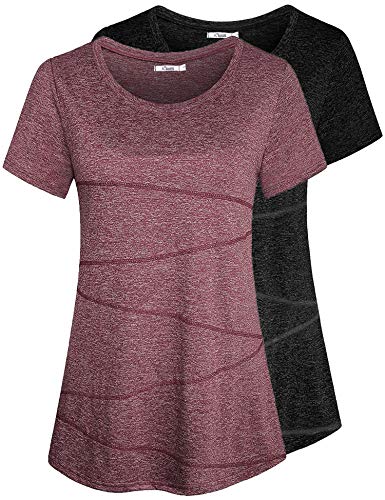 iClosam Paquete 2 Camiseta Mujer Manga Corta Basica Fitness Tops T-Shirt