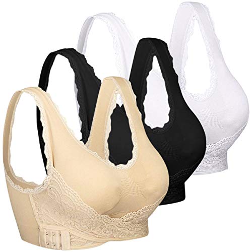 iClosam Sujetador Deportivo Encaje Mujer（1/2/3pack） Bra con Almohadillas Extraíbles para Yoga/Fitness/Ejercicio/USA de Diaria