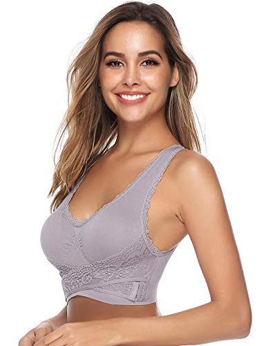 iClosam Sujetador Deportivo Encaje Mujer（1/2/3pack） Bra con Almohadillas Extraíbles para Yoga/Fitness/Ejercicio/USA de Diaria