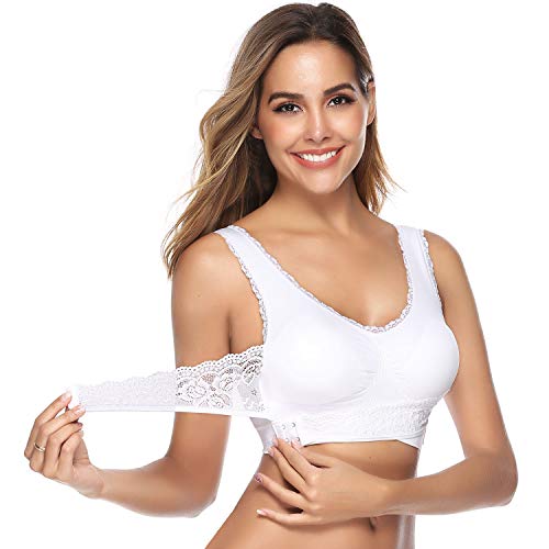 iClosam Sujetador Deportivo Encaje Mujer（1/2/3pack） Bra con Almohadillas Extraíbles para Yoga/Fitness/Ejercicio/USA de Diaria