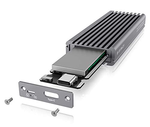 ICY BOX SSD M.2 NVMe Carcasa, USB 3.1 (Gen2, 10 Gbit/s), Sistema de refrigeración, USB-C, USB-A, PCIe M-Key, Aluminio, Gris
