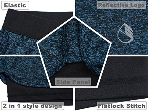 icyzone 2 en 1 Pantalón Corto para Mujer para Correr, Pack de 2 (S, Carboncillo/Azul Real) icyzone 2 en 1 Pantalón Corto para Mujer para Correr, Pack de 2 (S, Carboncillo/Azul Real)
