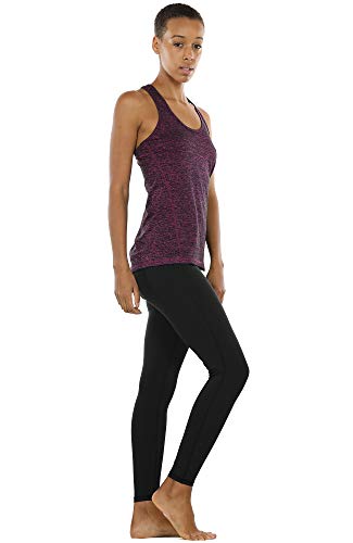 icyzone Camiseta de Fitness Deportiva de Tirantes para Mujer, Pack de 3 (L, Carboncillo/Jam/Rosado)