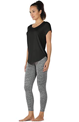 icyzone Camiseta de Yoga Deportiva de Manga Corta de Espalda Abierta para Mujer (M, Negro) icyzone Camiseta de Yoga Deportiva de Manga Corta de Espalda Abierta para Mujer (M, Negro)