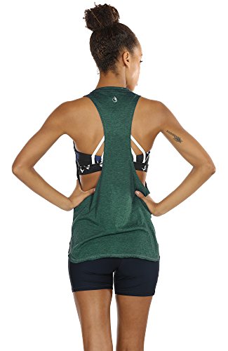 icyzone Sueltas y Ocio Camiseta sin Mangas Camiseta de Fitness Deportiva de Tirantes para Mujer(Paquete de 3) (M, Ejercito Verde/Carboncillo/Rosado)