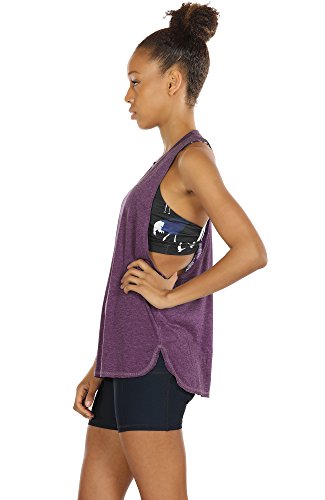 icyzone Sueltas y Ocio Camiseta sin Mangas Camiseta de Fitness Deportiva de Tirantes para Mujer(Paquete de 3) (M, Negro/UVA Morada/Azul Cielo)