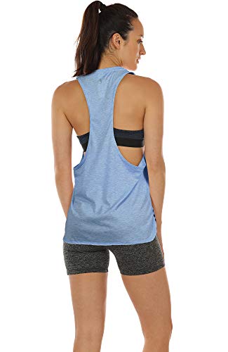 icyzone Sueltas y Ocio Camiseta sin Mangas Camiseta de Fitness Deportiva de Tirantes para Mujer(Paquete de 3) (S, Negro/UVA Morada/Azul Cielo)