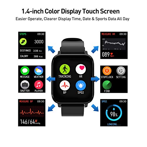 IDEALROYAL Smartwatch, P22 Reloj Inteligente Impermeable con Monitor de Frecuencia Cardíaca, Monitor de Sueño, Podómetro de Seguimiento de Actividad Física con Pantalla Táctil para Android iOS IDEALROYAL Smartwatch, P22 Reloj Inteligente Impermeable con Monitor de Frecuencia Cardíaca, Monitor de Sueño, Podómetro de Seguimiento de Actividad Física con Pantalla Táctil para Android iOS