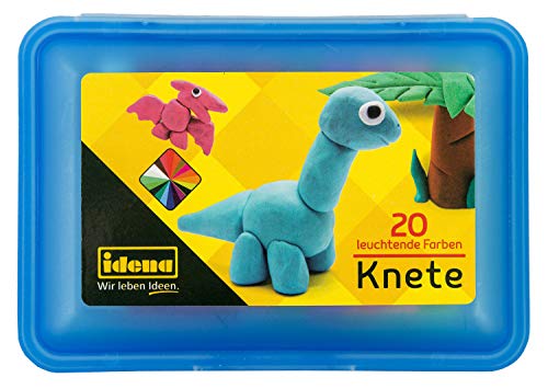 Idena 68125 – Caja de Amasado con 20 Barras de plastilina, en Caja Azul de Almacenamiento, Divertida para niños