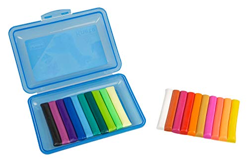 Idena 68125 – Caja de Amasado con 20 Barras de plastilina, en Caja Azul de Almacenamiento, Divertida para niños