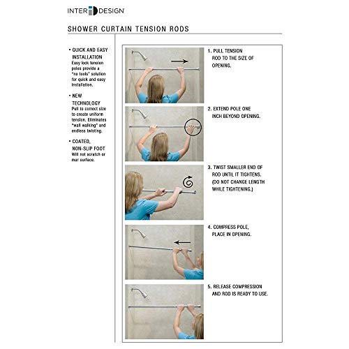 iDesign Barra para cortinas de ducha (109-191 cm), soporte para cortinas de baño de tamaño mediano y de metal, barra telescópica extensible para instalar sin taladro, color bronce iDesign Barra para cortinas de ducha (109-191 cm), soporte para cortinas de baño de tamaño mediano y de metal, barra telescópica extensible para instalar sin taladro, color bronce