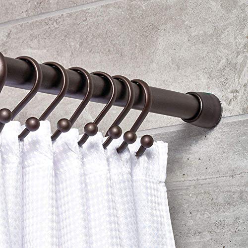 iDesign Barra para cortinas de ducha (109-191 cm), soporte para cortinas de baño de tamaño mediano y de metal, barra telescópica extensible para instalar sin taladro, color bronce iDesign Barra para cortinas de ducha (109-191 cm), soporte para cortinas de baño de tamaño mediano y de metal, barra telescópica extensible para instalar sin taladro, color bronce