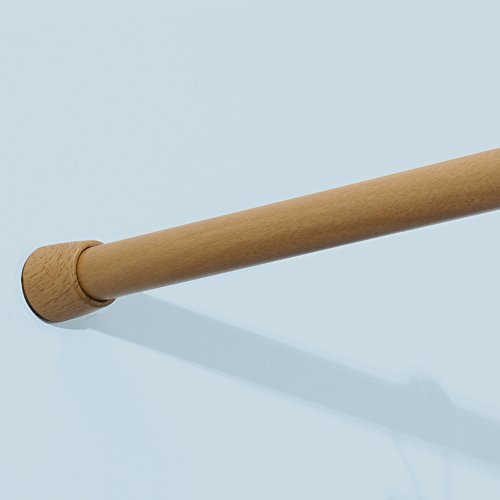 iDesign Barra para cortinas de ducha, soporte para cortinas de baño mediano de metal, barra telescópica extensible sin taladro con acabado de bambú natural, marrón claro iDesign Barra para cortinas de ducha, soporte para cortinas de baño mediano de metal, barra telescópica extensible sin taladro con acabado de bambú natural, marrón claro