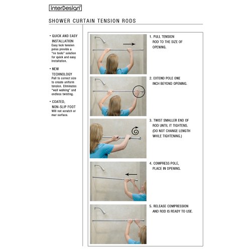 iDesign Barra para cortinas de ducha, soporte para cortinas de baño mediano de metal, barra telescópica extensible sin taladro con acabado de bambú natural, marrón claro iDesign Barra para cortinas de ducha, soporte para cortinas de baño mediano de metal, barra telescópica extensible sin taladro con acabado de bambú natural, marrón claro
