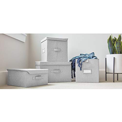iDesign Codi Cesta de tela con tapa, caja organizadora de poliéster grande, gris iDesign Codi Cesta de tela con tapa, caja organizadora de poliéster grande, gris