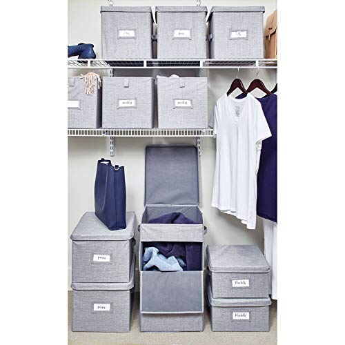 iDesign Codi Cesta de tela con tapa, caja organizadora de poliéster grande, gris