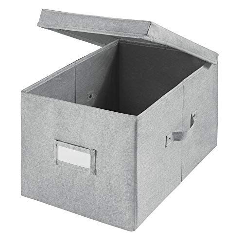 iDesign Codi Cesta de tela con tapa, caja organizadora de poliéster grande, gris iDesign Codi Cesta de tela con tapa, caja organizadora de poliéster grande, gris