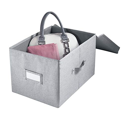 iDesign Codi Cesta de tela con tapa, caja organizadora de poliéster grande, gris iDesign Codi Cesta de tela con tapa, caja organizadora de poliéster grande, gris