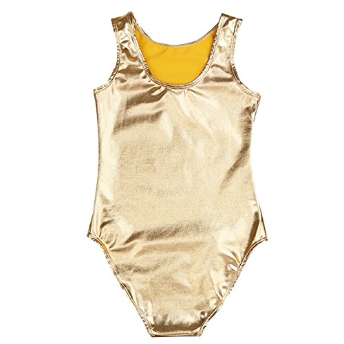 iEFiEL Body Maillot de Ballet Danza Gimnasia para Niña Mono Leotardo Clásico Elástico Infantil de Ballet Actuación Dorado 8 años