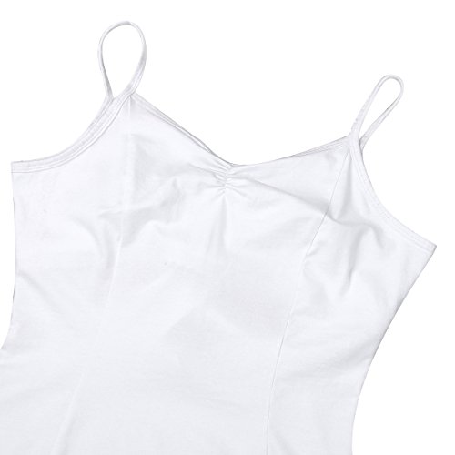 iEFiEL Body Maillot de Danza Ballet Gimnasia Leotardo Mono Clásico Elástico Algodón para Mujer Chica Blanco XS