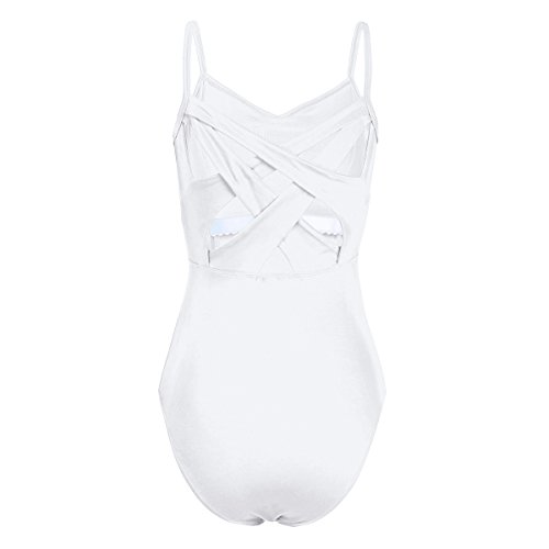 iEFiEL Body Maillot de Danza Ballet Gimnasia Leotardo Mono Clásico Elástico Algodón para Mujer Chica Blanco XS