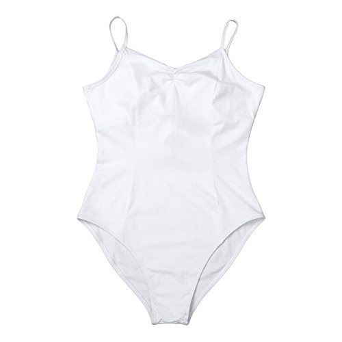 iEFiEL Body Maillot de Danza Ballet Gimnasia Leotardo Mono Clásico Elástico Algodón para Mujer Chica Blanco XS