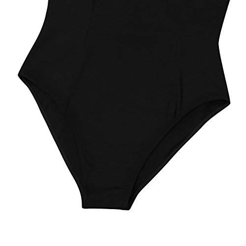 iEFiEL Body Maillot de Danza Ballet Gimnasia Leotardo Mono Clásico Elástico Algodón para Mujer Chica Negro M