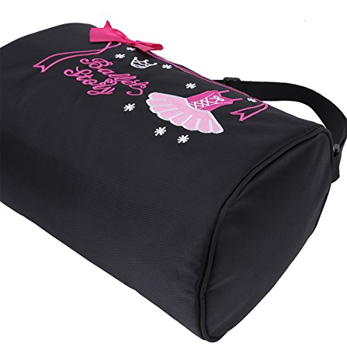 IEFIEL Bolsa de Ballet Danza Deportes para Niña Tote Bolsa Bandolera Infantil Personalizada Bordada Princesa Niña Negro Talla Única