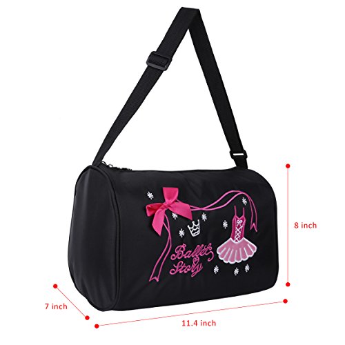 IEFIEL Bolsa de Ballet Danza Deportes para Niña Tote Bolsa Bandolera Infantil Personalizada Bordada Princesa Niña Negro Talla Única