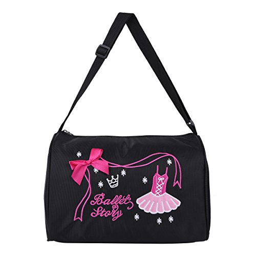 IEFIEL Bolsa de Ballet Danza Deportes para Niña Tote Bolsa Bandolera Infantil Personalizada Bordada Princesa Niña Negro Talla Única