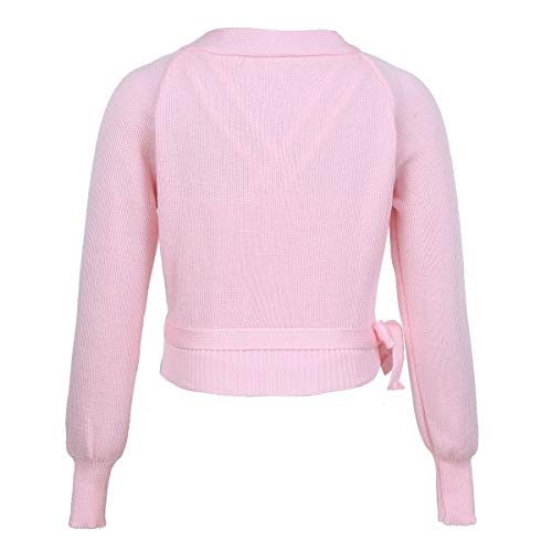 IEFIEL Cárdigan de Punto Capas Chaquetas Cortos Elegantes para Princesa Vestido Ballet Danza Otoño Bolero Infantil Rosa 9-10 años