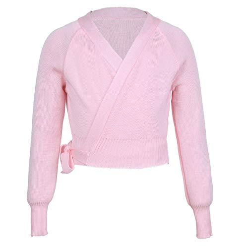 IEFIEL Cárdigan de Punto Capas Chaquetas Cortos Elegantes para Princesa Vestido Ballet Danza Otoño Bolero Infantil Rosa 9-10 años