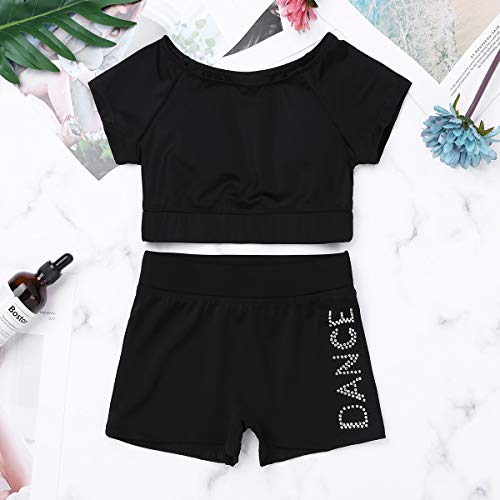 IEFIEL Conjuntos Deportivos para Niña Pantalones Cortos Y Crop Top Ajustado Chaleco Camiseta Corta Leotardo De Gimnasia Fitness Gym Negro A 7-8 años IEFIEL Conjuntos Deportivos para Niña Pantalones Cortos Y Crop Top Ajustado Chaleco Camiseta Corta Leotardo De Gimnasia Fitness Gym Negro A 7-8 años