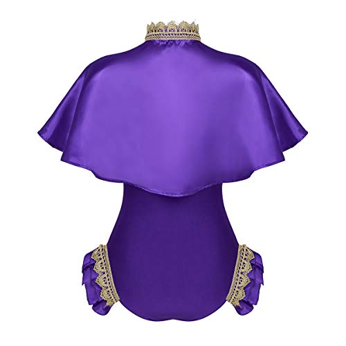 IEFIEL Disfraz de Trapecista Morada para Mujer Disfraz de Circo Capa Púrpura Maillot sin Mangas Traje de Baile Fiesta Halloween para Adultos Morado Medium