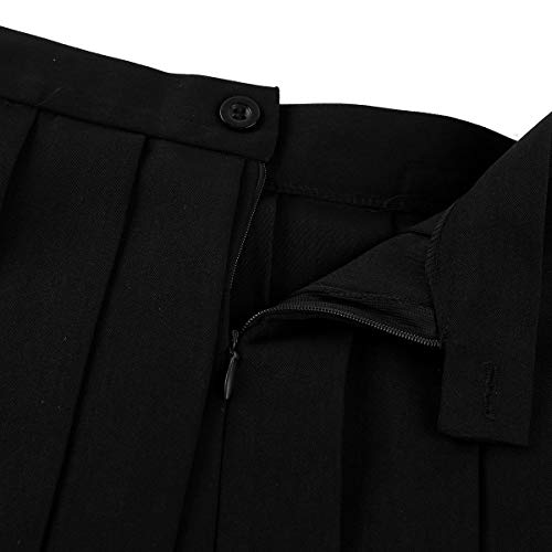 IEFIEL Falda Plisada Basico Mujer Mini Falda Escolar Falda Casual Corta Colegiala Uniforme Falda Escocesa Cintura Alta Elástica para Chicas Negro Rayas XXXL