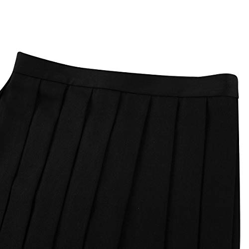 IEFIEL Falda Plisada Basico Mujer Mini Falda Escolar Falda Casual Corta Colegiala Uniforme Falda Escocesa Cintura Alta Elástica para Chicas Negro Rayas XXXL