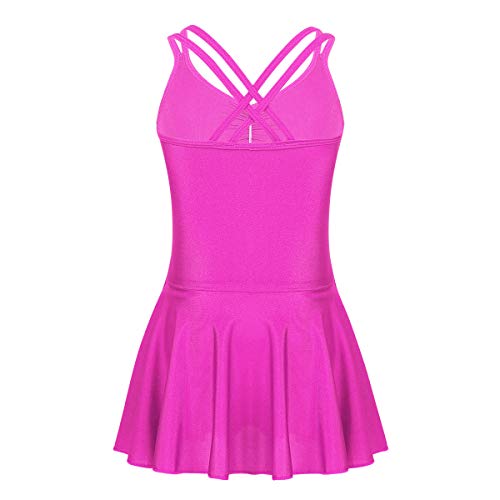 IEFIEL Maillot Ballet Niña Correras Cruzadas Ropa de Ballet Traje Bailarina de Ballet Maillot con Falda Tutu Pincesa para Niñas 4-14 Años Rosa oscuro 10-12 años