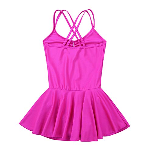 IEFIEL Maillot Ballet Niña Correras Cruzadas Ropa de Ballet Traje Bailarina de Ballet Maillot con Falda Tutu Pincesa para Niñas 4-14 Años Rosa oscuro 10-12 años