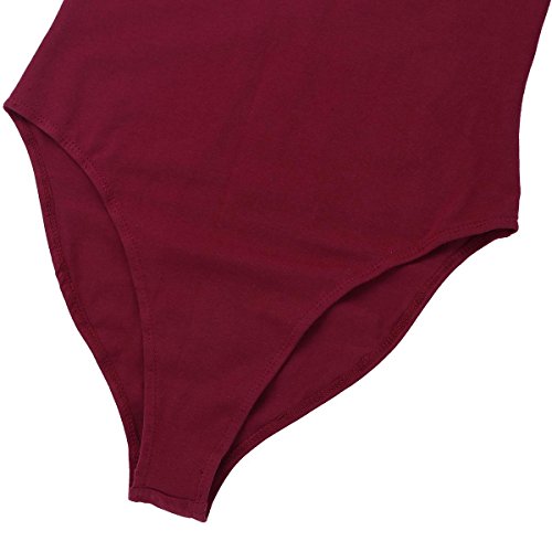 IEFIEL Maillot de Ballet Mujer Body Mono de Danza Ballet Manga Larga de Encaje Leotardo de Gimnasia para Adulto Rojo Vino M