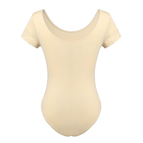IEFIEL Maillot de Danza Ballet Gimnasia Leotardo Body Clásico Elástico Ballet Algodón para Mujer Chica Varilos Colores Carne XS