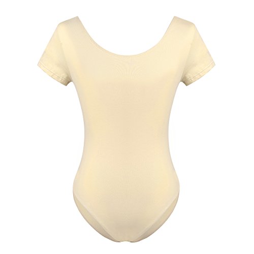 IEFIEL Maillot de Danza Ballet Gimnasia Leotardo Body Clásico Elástico Ballet Algodón para Mujer Chica Varilos Colores Carne XS
